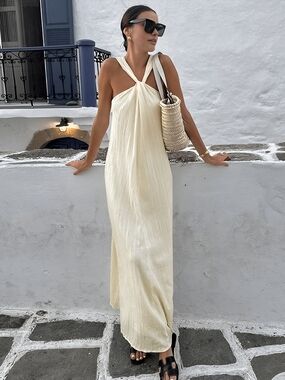 Commense Creamy Halter Top Maxi Dress NWT M
